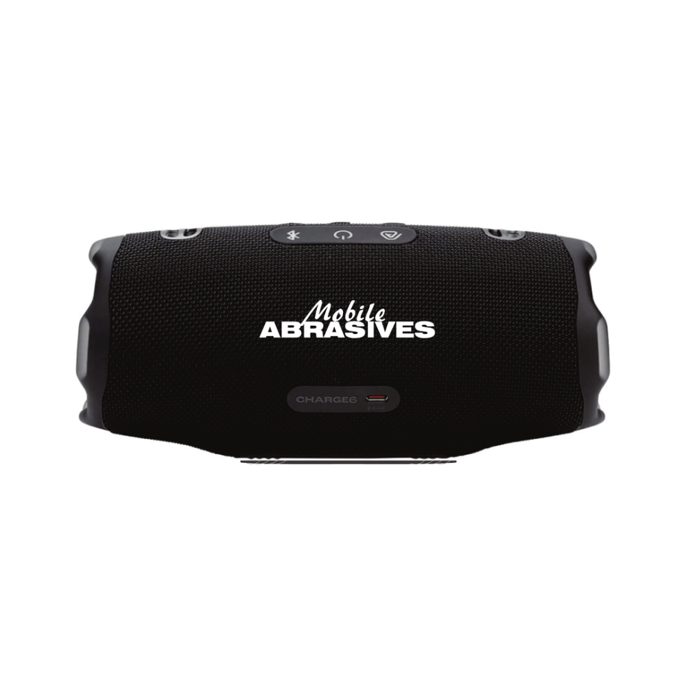 JBL Charge 6 speaker with Mobile Abrasives logo